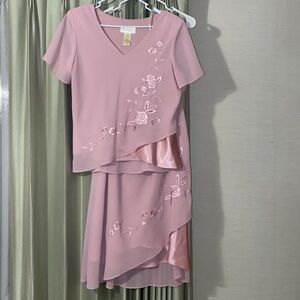STUDIO I women’s cocktail formal dress Sz 14 roses pink mother of groom bride
